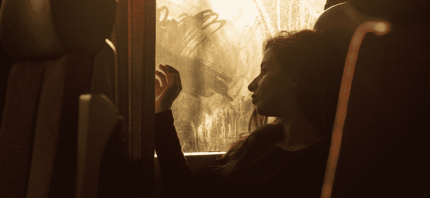 girl waiting on a train